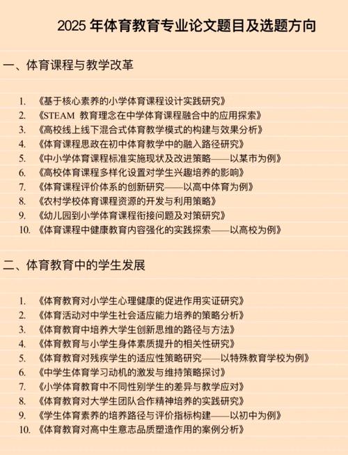 体育教育本科生论文选题,结合实践热点、专业特色与创新方向的选题指南-图2 体育教育本科生论文选题,结合实践热点、专业特色与创新方向的选题指南-图2